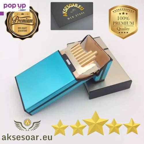Алуминиева Стилна табакера кутия Слим Slim за тънки цигари мурати слим Murati slim gold