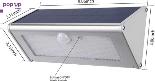 Соларна лампа за външен монтаж, 46 LED, 4500 mAh, корпус от алуминиева сплав