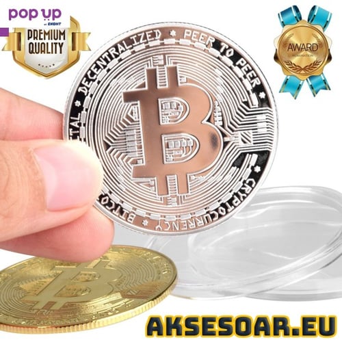 Позлатена биткойн монета за колекция сувенири за познавачи на Bit Coin криптовалутата за подарък