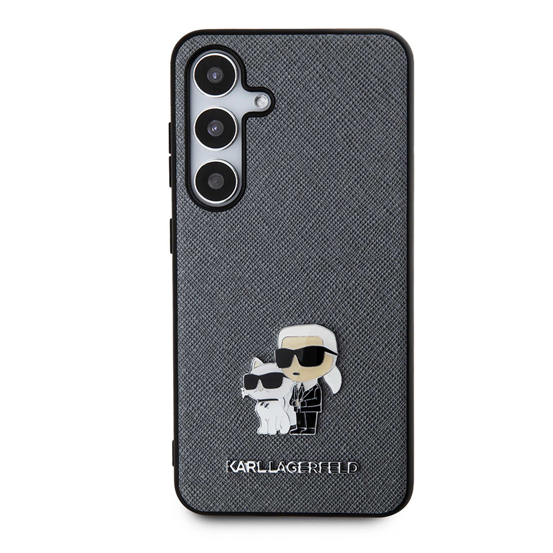 Samsung Galaxy S24 - Калъф - Karl Lagerfeld Saffiano (KLHCHCS24SPSAKCMPG) - Grey Karl&Choupette Metal Pin