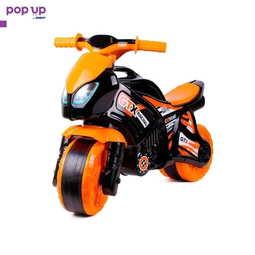 Детски мотор без педали Racing, За баланс, С дръжка за пренос, Бандаж на гумите, 72х35х52 cm