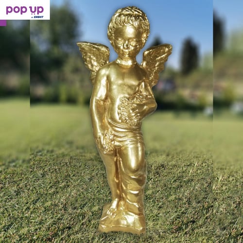Бетонна статуя ангел за декорация - златен цвят