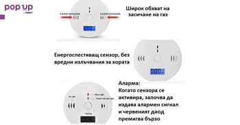 WiFi алармен сензор за газ, дим и СО с LCD дисплей Tuya Smart life