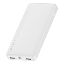 Baseus - Power Bank Bipow (PPBD050002) - Цифров дисплей 2xUSB QC3.0, USB-C 10000mAh 15W + Кабел Micro-USB 0.25m - Бял