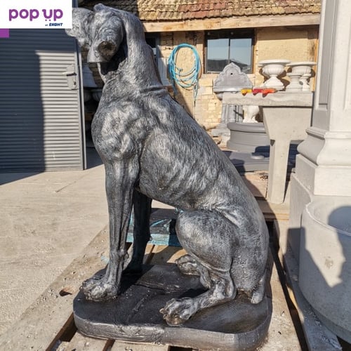 Градинска статуя куче Немски дог от бетон в реален размер – черен цвят