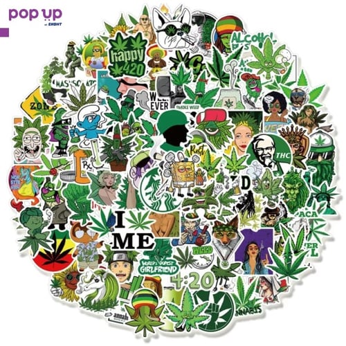 Стикери за декорация 50/100х -Marijuana/THC/Cannabis/Марихуана/Канабис