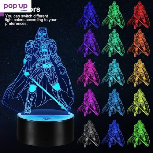 Star Wars 3D лампа с 3 плаки, 16 цвята, дистанционно