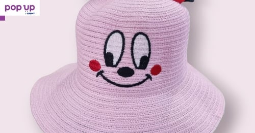 Детска лятна розова шапка за момиче с панделка маус