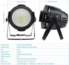 Par Lights Stage 100W COB Топли студени бели стробоскопи DMX DJ Lights Парти светлини за театрално парти [енергиен клас A+++]