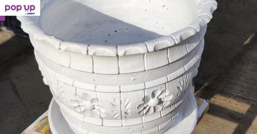 Кашпа Саксия от бетон Olivia – бял цвят