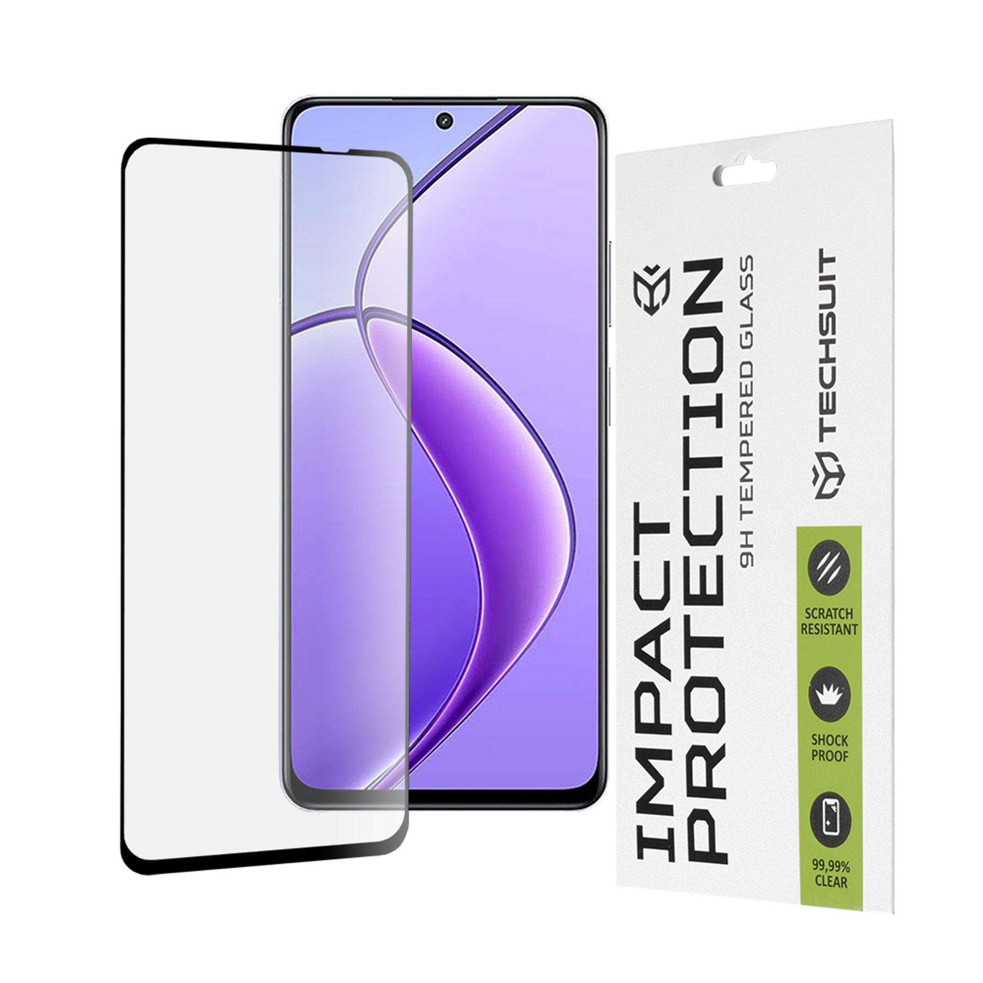 Techsuit - 111D Full Cover / Full Glue Glass - Realme 12 / 12x - Черен