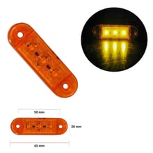 12V-24V - 3 LED страничен маркер токос габарит - за бус платформа камион ремарке автобус - 65 мм х 10 мм - оранжев