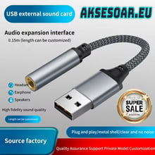 Външна стерео звукова карта от USB A към 3,5 мм аудио жак адаптер с кабел за Hi-Fi jack Слушалки усилватели за слушане на музика