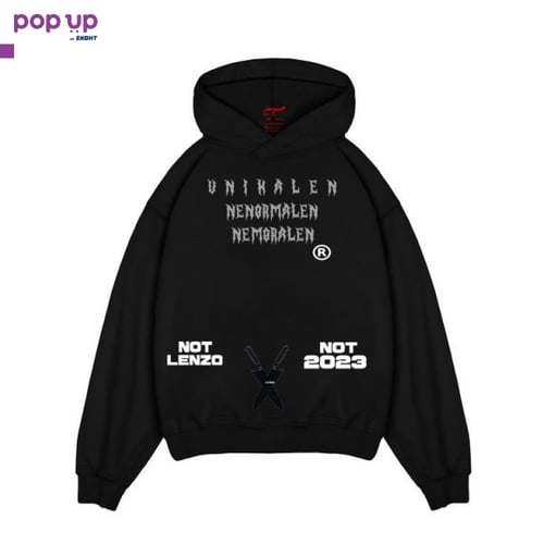 PREMIUM BLACK/WHITE HOODIE - Unikalen