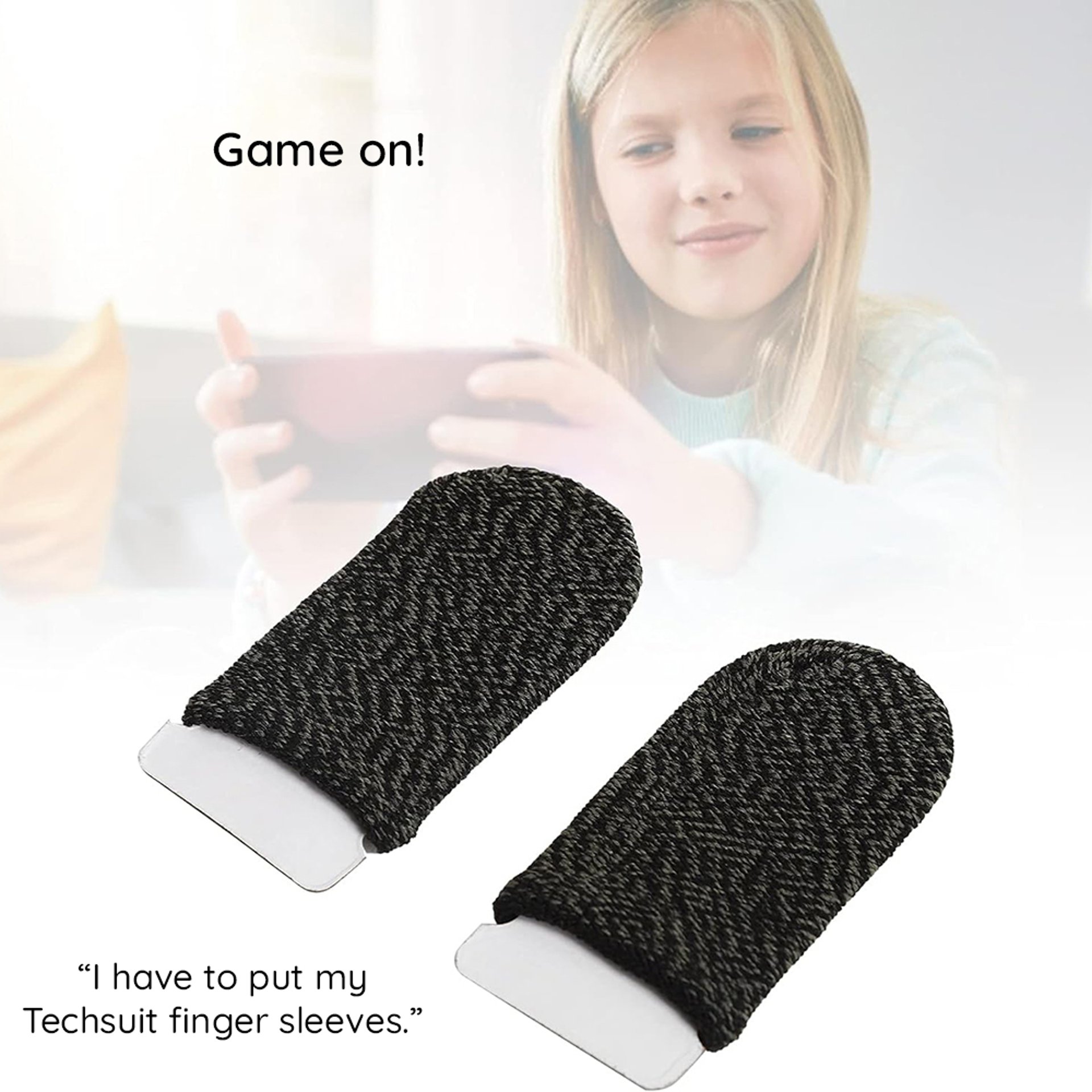 Techsuit - Mobile Gaming Finger Sleeve (FS2) - за Peaceful Elite, King of Glory, Call of Duty - черен