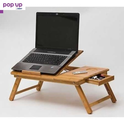 Бамбукова масичка за лаптоп с охладител