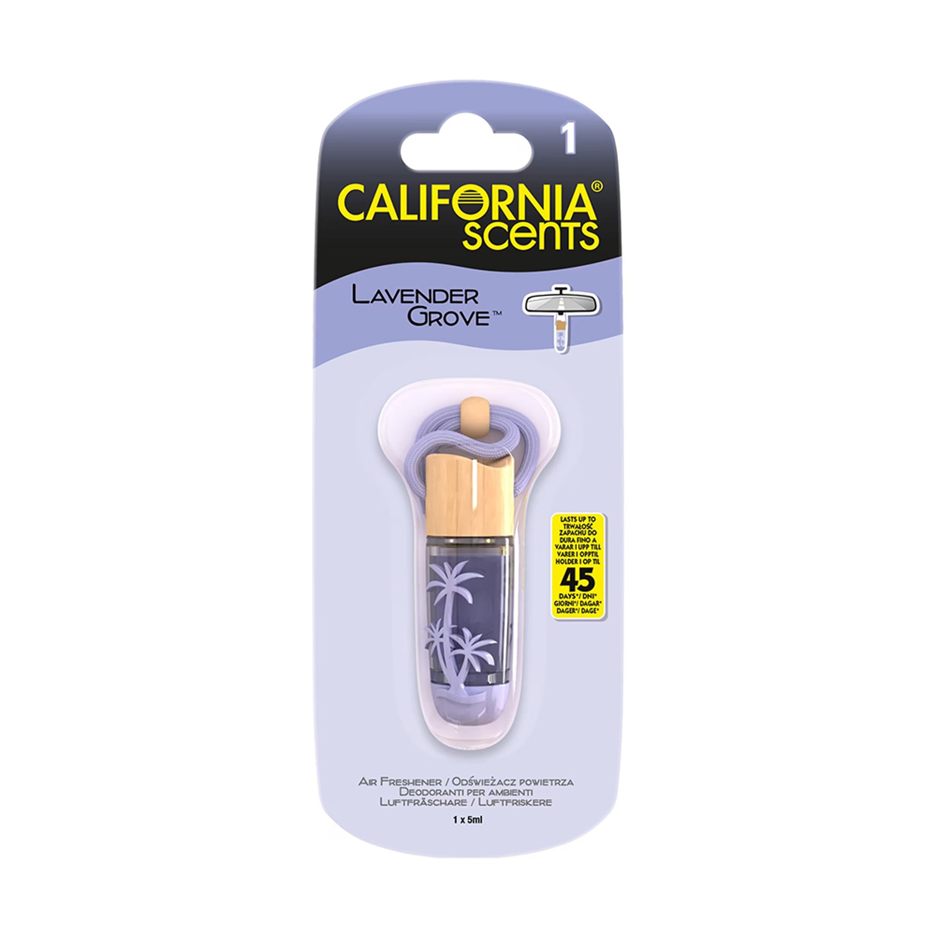 California Scents - Освежител за въздух за кола - Висяща бутилка за парфюм за интериора на автомобила - Lavender Grove