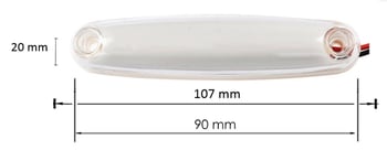 LED Светодиоден Габарит Неон Ефект Маркер Токос Бял 12V-24V, 107 мм