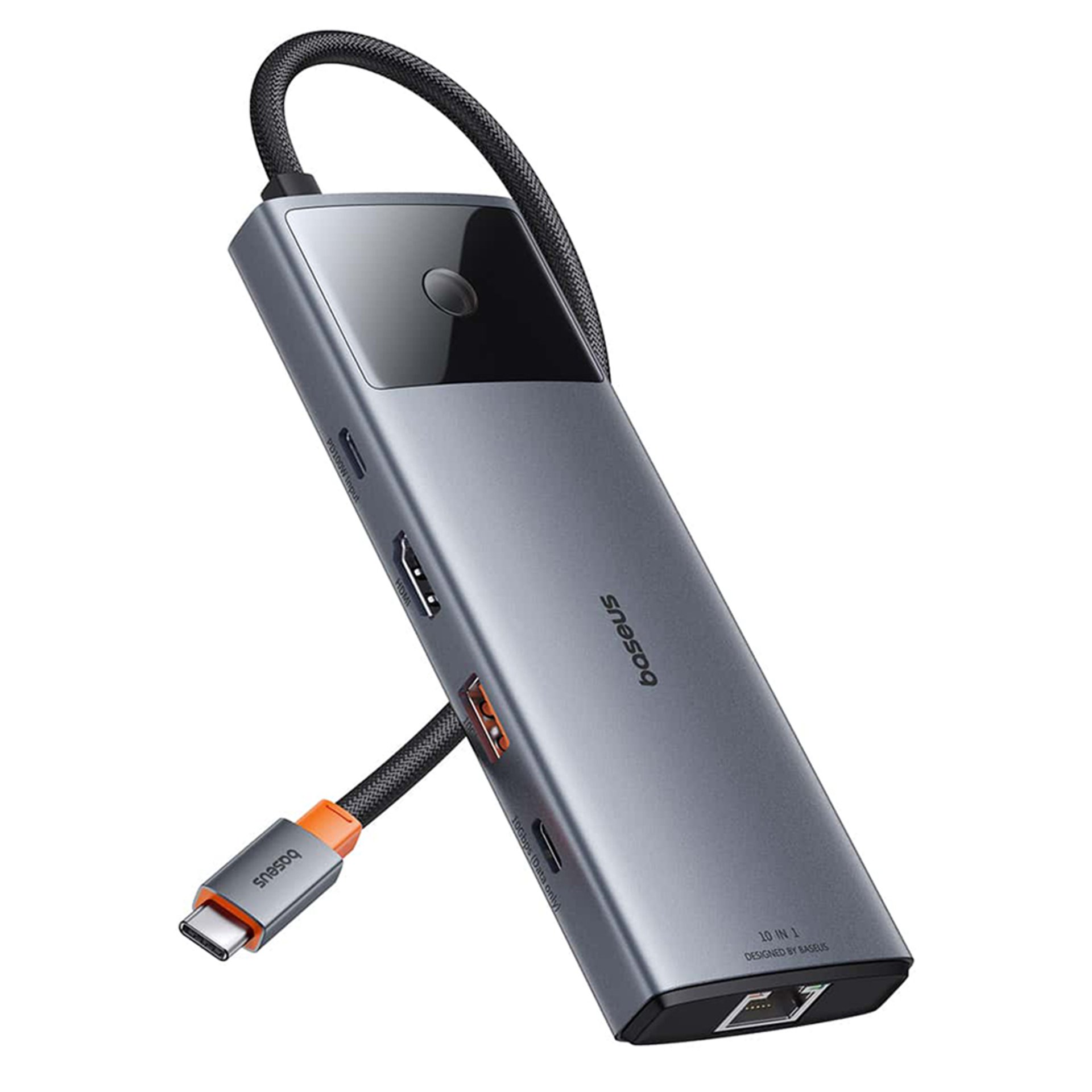 Baseus - Hub Metal Gleam Series II (B00061800813-00) - USB-C към HDMI, 3xUSB, 2xUSB-C, RJ45, SD,TF, Jack3.5mm - Space Gray