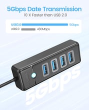 ORICO 4-портов USB ХЪБ 3.0 5Gbps високоскоростен бърз трансфер на данни