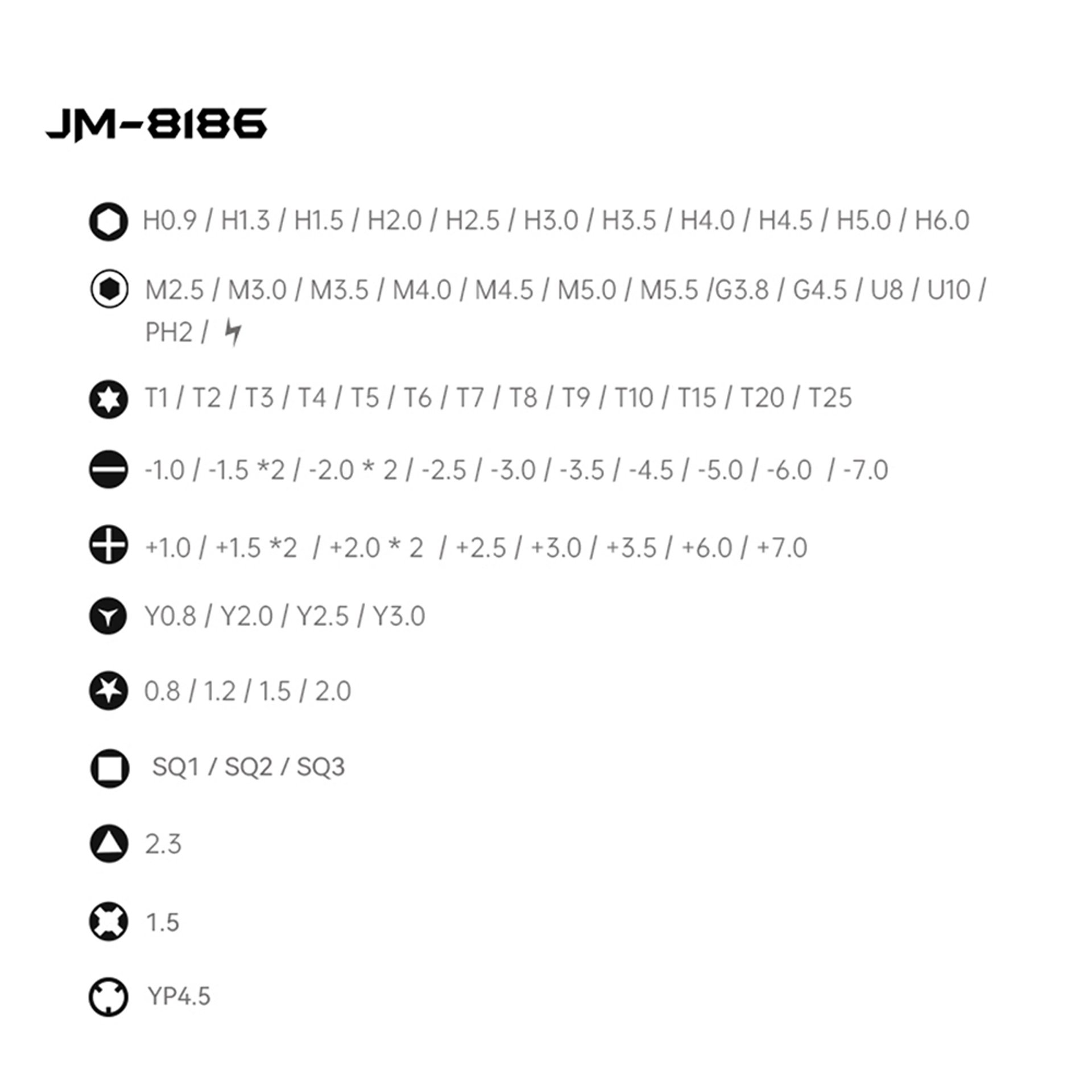 Jakemy - Комплект прецизни отвертки 83 в 1 (JM-8186) - с TPR мека дръжка - бяла