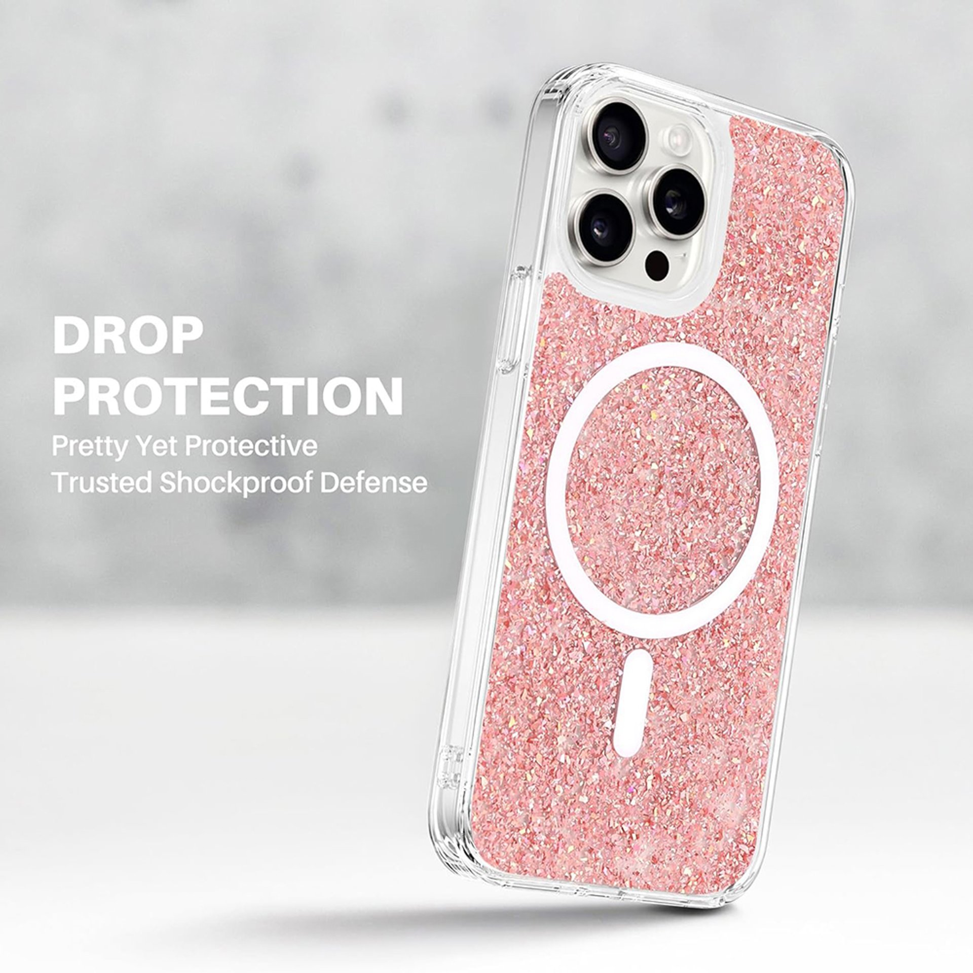 Кейс за iPhone 15 Pro Max - Techsuit Sparkly Glitter MagSafe - Бял