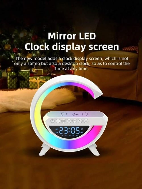 Голяма Смарт LED лампа - безжично зареждане, Bluetooth музика, часовник и будилник