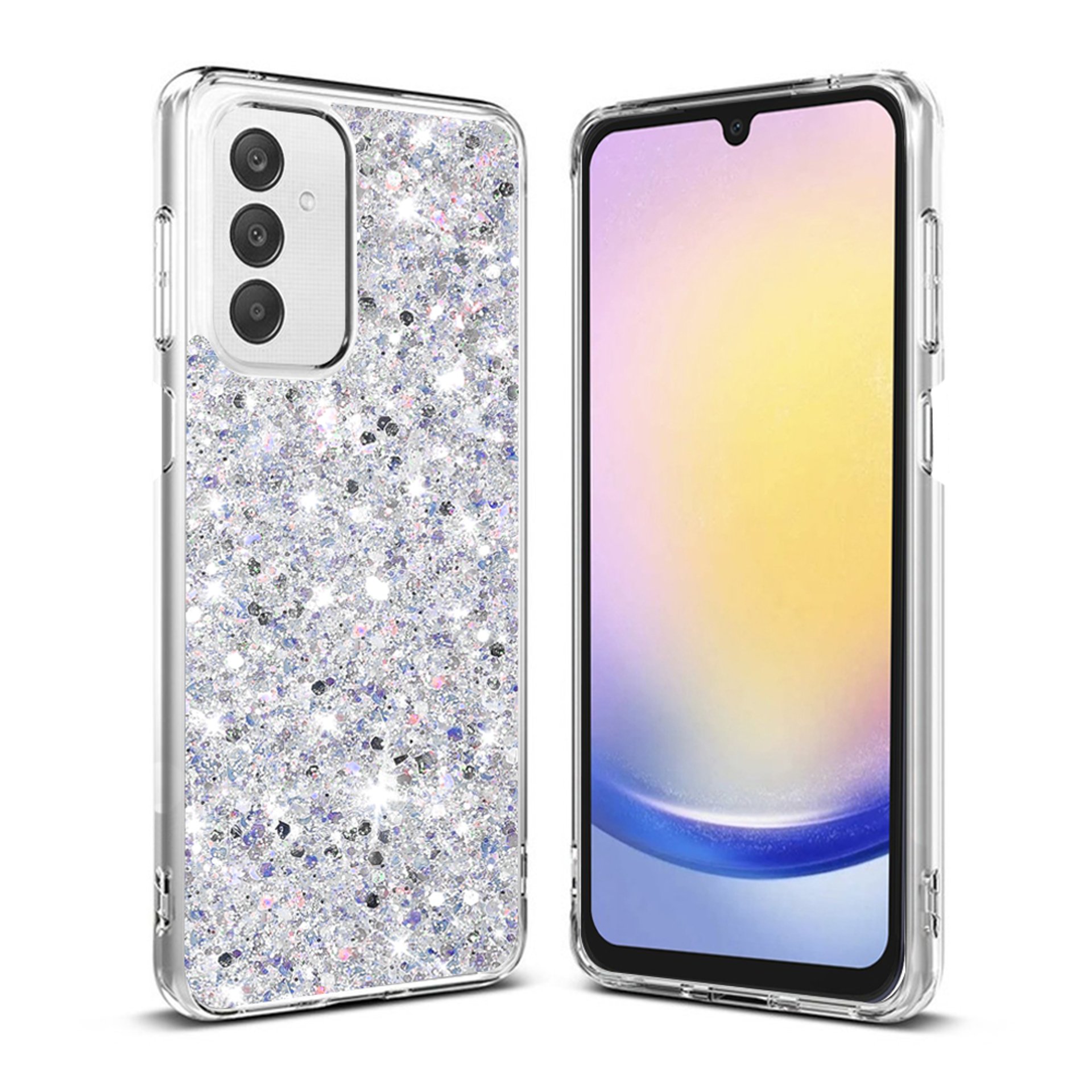 Кейс за Samsung Galaxy A25 5G - Techsuit Sparkly Glitter - Бял