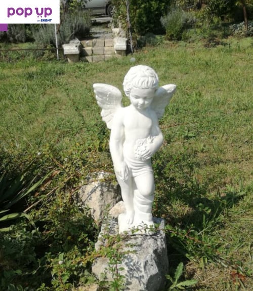 Градинска бетонна статуя фигура ангел - бял цвят
