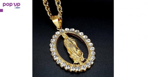Колие Дева Мария с камъни - Gold
