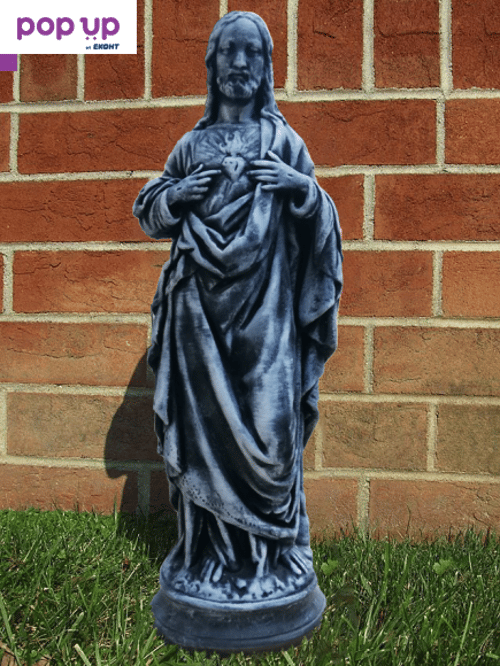Статуя от бетон Исус Христос - цвят черно с бяло