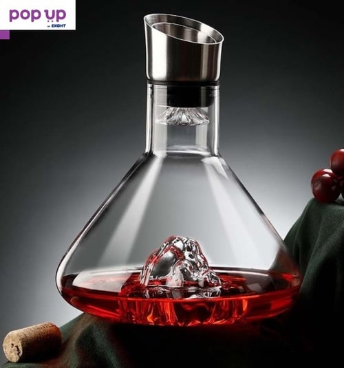 Стъклена бутилка гарафа за вино декантер за алкохол + аератор и филтър