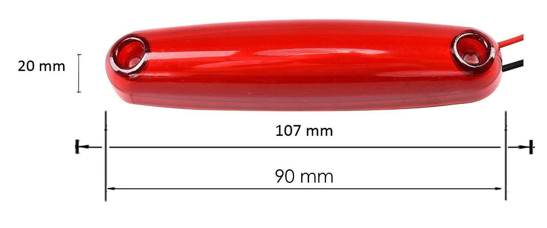 LED Светодиоден Габарит Неон Ефект Маркер Токос Червен 12V-24V, 107 мм