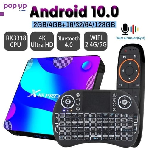 Мултимедия плеър X88 PRO 10, Android 10.0, 4GB RAM, 32GB, Smart TV Box, 4K Ultra HD, 2.4G/5GHz Dual