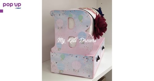 Поставка за диадеми и аксесоари за коса с две чекмеджета розово/балони
