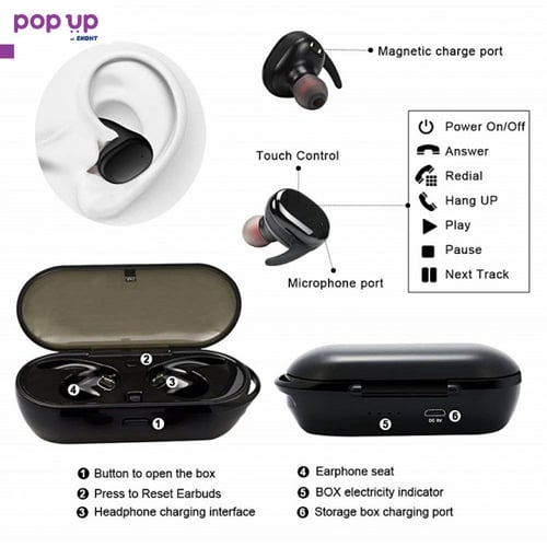 Безжични слушалки Bluetooth 5 - Y30Black