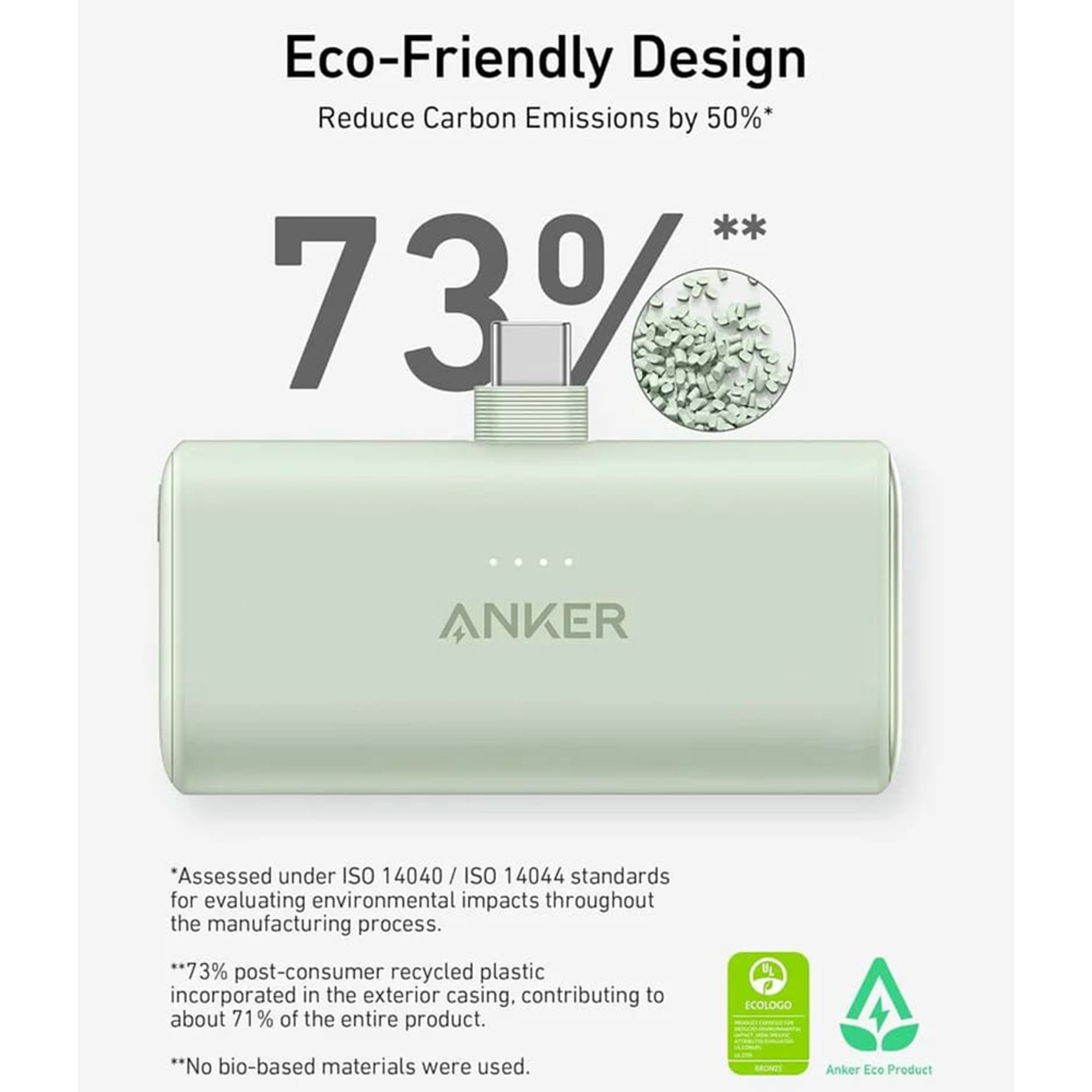 Anker - Power Bank Nano (A1653H11) - USB-C конектор, 5000mAh, 22.5W - черен