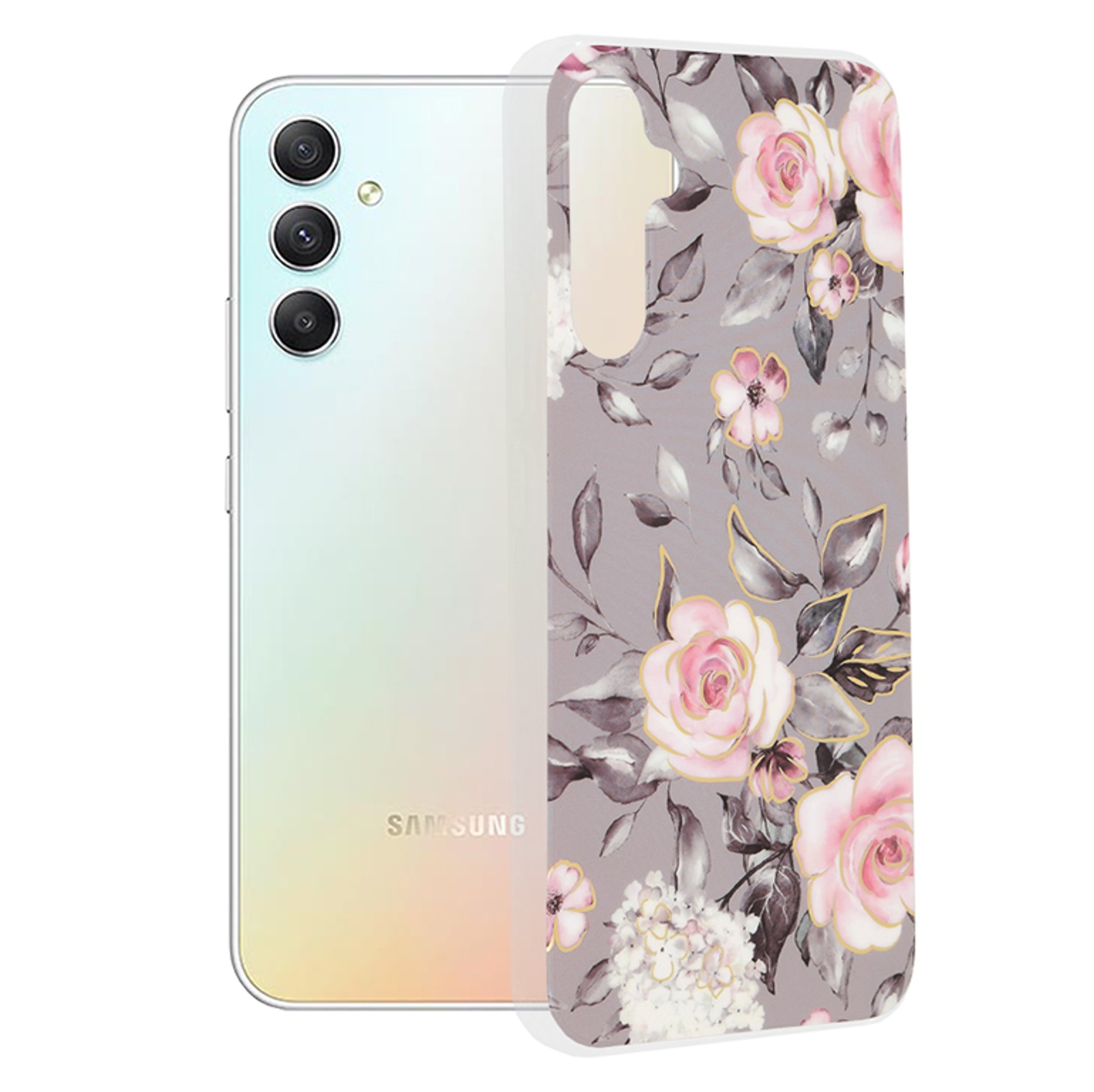 Кейс за Samsung Galaxy A34 5G - Techsuit Marble Series - Bloom of Ruth Grey