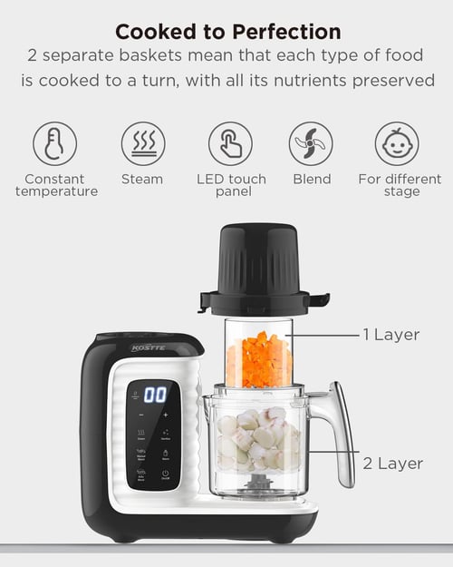 Машина за приготвяне на бебешка храна KOSTTE, многофункционален робот,готвене на пара, блендер