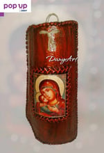 Икона върху керемида - Света Богородица с Младенеца