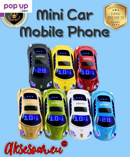 Мобилен телефон GSM с две сим карти Dual Sim отключен нов с форма на автомобил ферари Ferrai