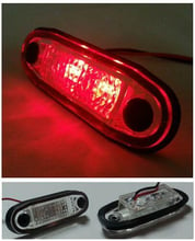 LED Светодиоден Габарит, Маркер, Токос, С Гума, Червен Цвят, Овален, Е-Mark, 24V, 7,5 см