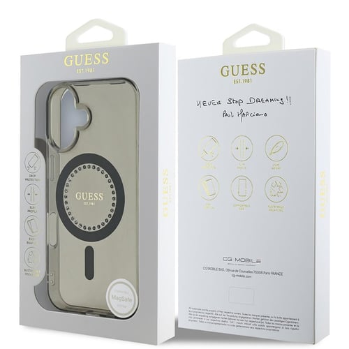 iPhone 16 - Калъф Guess IML Rhinestones MagSafe (GUHMP16SPFTDTEK) - черен