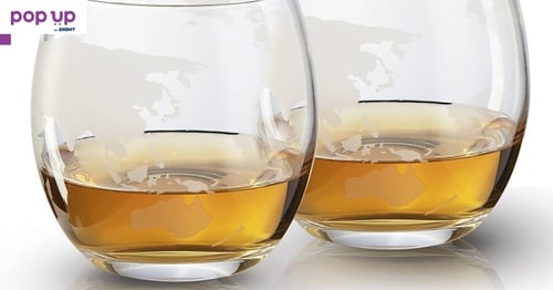 Стъклена бутилка глобус за алкохол с чаши, диспенсър за уиски вино ром