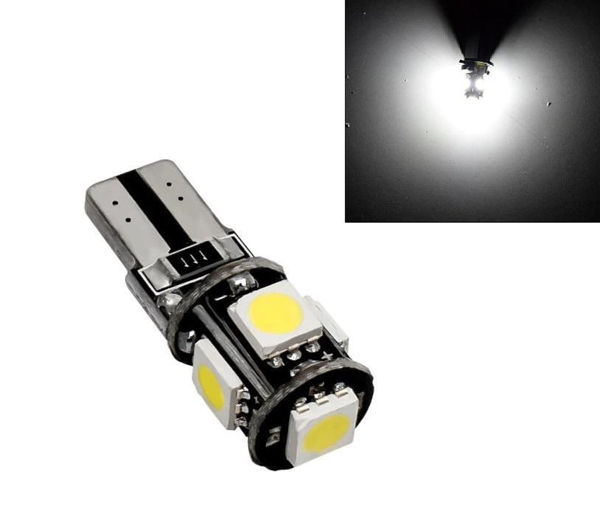 Лед Крушки За Габарит, Т10 W5W LED 5 SMD, Canbus, 12V, Бяла Светлина