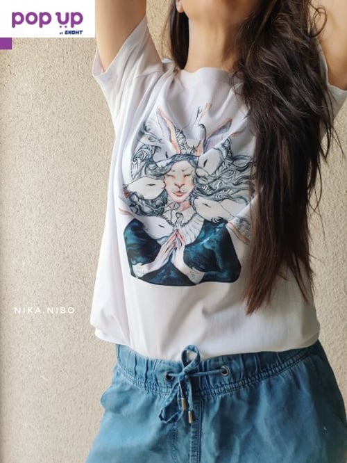 Тениска "Lady Rabbit " от Nika.Nibo