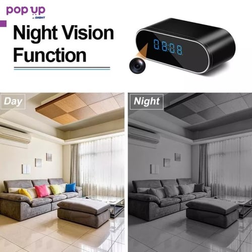 Скрита Камера LED Часовник FHD, шпионска камера Wi-Fi нощно виждане