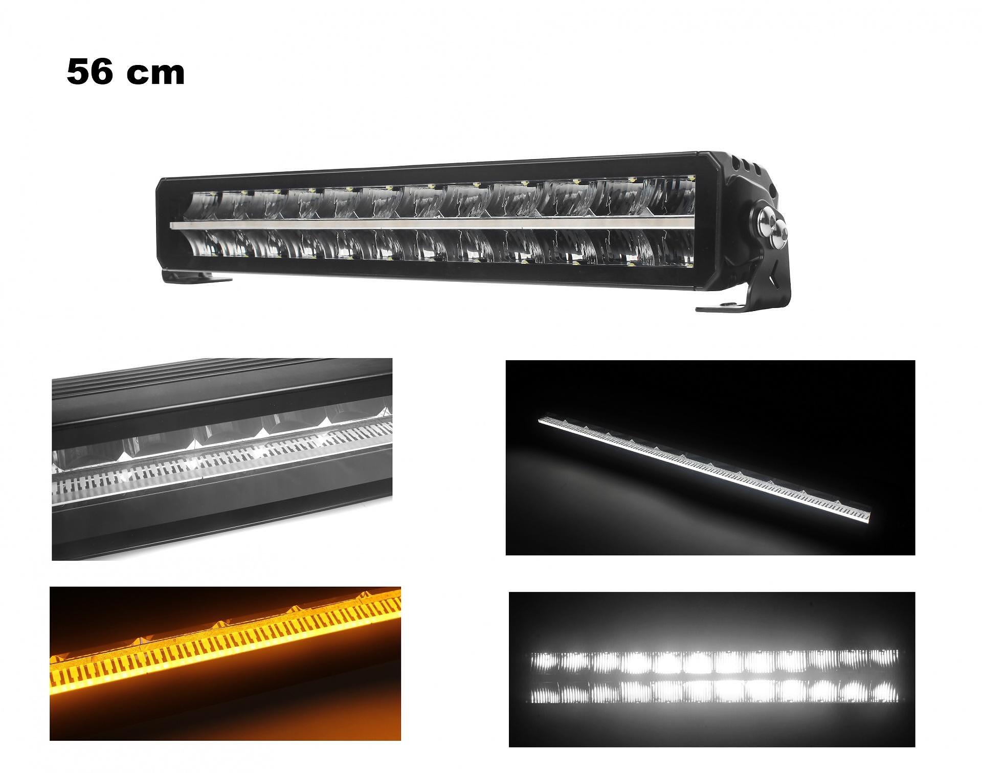 56 cm / 22 Инча 12V - 24V Led Bar Лед Бар Пиано дизайн Диоден Прожектор Супер Мощен Бяла и Оранжева Светлина Габарит Мъгла Блиц Високо Качество Ново 