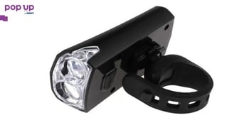 Предна LED светлина за велосипед, фар XC-122W, USB, черна