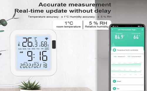 Tuya Интелигентен сензор за температура и влажност с USB